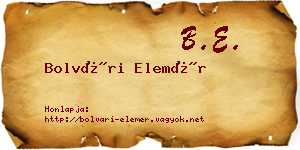 Bolvári Elemér névjegykártya